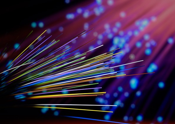 Single fibers of a fiber optic cable, they enable extremely fast data transfer. 