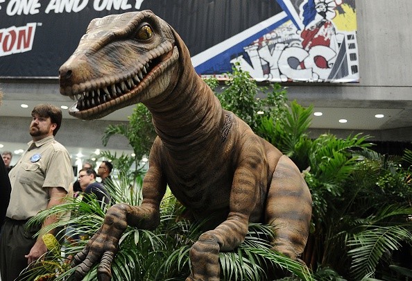 Fans attend the Jurrasic World exhibition at New York Comic-Con 2015 at The Jacob K. Javits Convention Center on October 9, 2015 in New York City. 