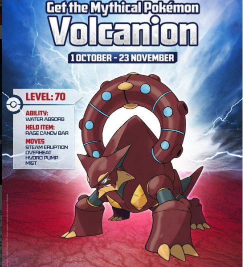 Volcanion is the final legendary to be revealed in the sixth generation, and this is the first time it's being made available outside of Japan. 