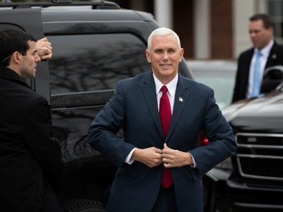  Vice President-elect Mike Pence arrived at Trump International Golf Club for a series of meetings for Trump's transition to the White House.