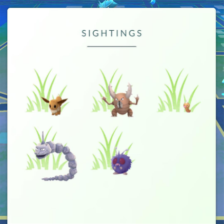 Pokemon Go's 'Sightings' tracking system.