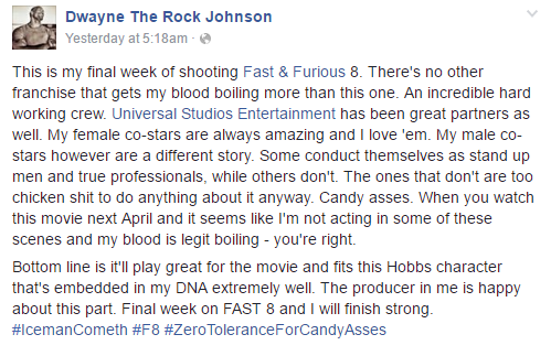 Dwayne Johnson's Facebook Post