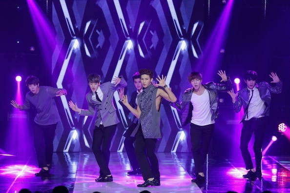South Korean boy group U-Kiss during the MBC Music 'Show Champion' in Seoul.