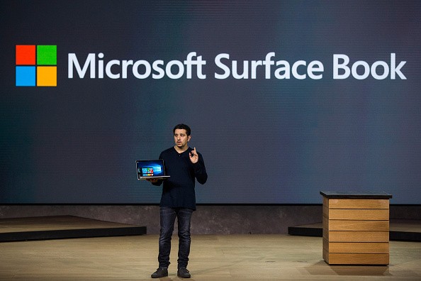 Microsoft Corporate Vice President Panos Panay introduces a new laptop titled the Microsoft Surface Book at a media event for new Microsoft products on October 6, 2015 in New York City.