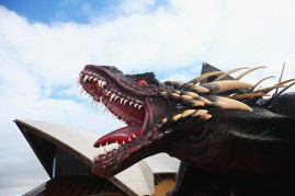 A model of one of Daenerys Targaryen's dragons is seen at photo call to launch Game of Thrones Season 5 at the at Sydney Opera House on April 10, 2015 in Sydney, Australia.