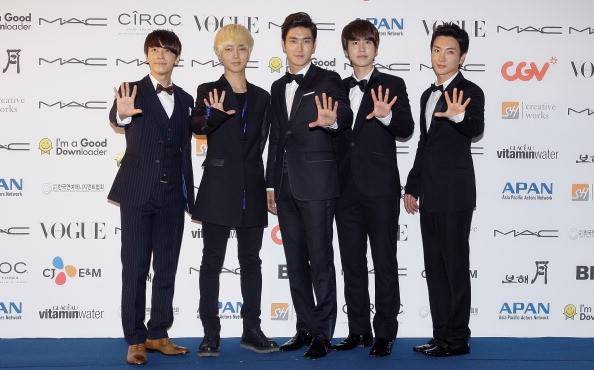 Super Junior members in attendance during the 17th Busan International Film Festival (BIFF) in Busan, South Korea.
