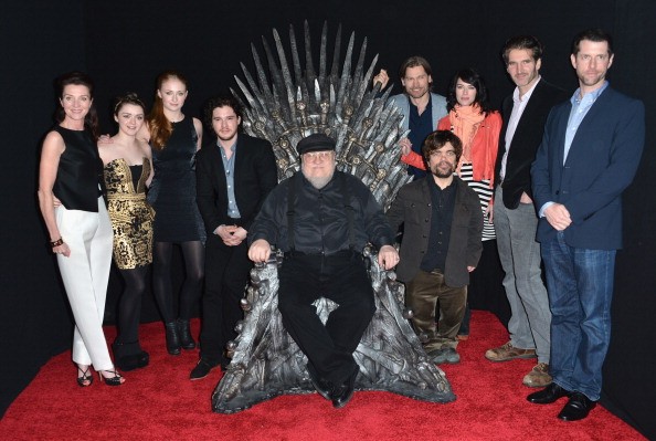 "Game Of Thrones" cast members together with George R.R. Martin in attendance during The Academy of Television Arts & Sciences in California.