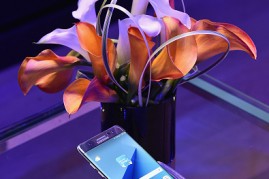 The Galaxy Note7 on display as Samsung 837 celebrates the unveiling of the new Galaxy Note7 with a 'Do More' series panel at Samsung 837 on August 2, 2016 in New York City.