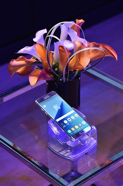 The Galaxy Note7 on display as Samsung 837 celebrates the unveiling of the new Galaxy Note7 with a 'Do More' series panel at Samsung 837 on August 2, 2016 in New York City.