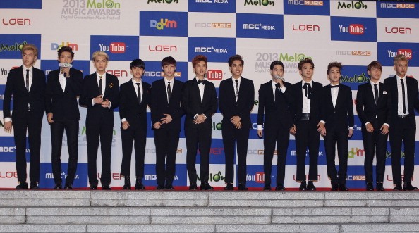 EXO attends the 2013 MelOn Music Awards at Olympic Gymnasium in South Korea.