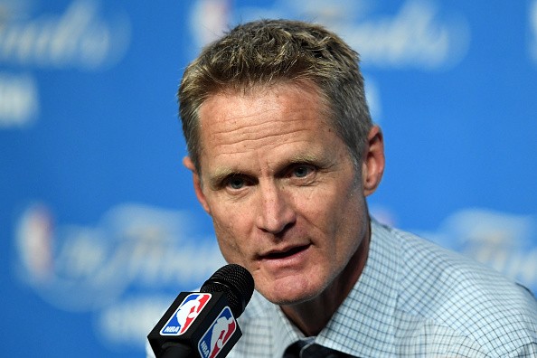 Head coach Steve Kerr of the Golden State Warriors speaks to the media after Game 6 of the 2016 NBA Finals on June 16, 2016.
