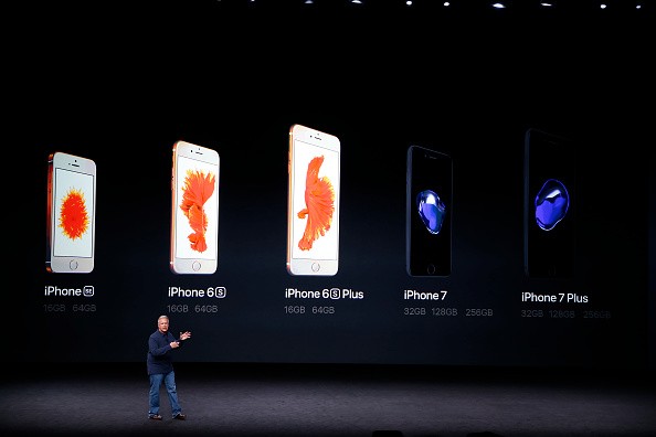 Apple Senior Vice President of Worldwide Marketing Phil Schiller speaks on stage during a launch event on September 7, 2016 in San Francisco, California. Apple Inc. is expected to unveil latest iterations of its smart phone, forecasted to be the iPhone 7.