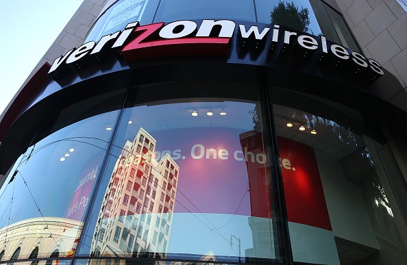 A sign is posted on the exterior of a Verizon Wireless store on January 22, 2015 in San Francisco, California.