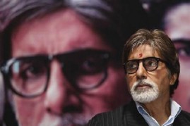 Bollywood actor Amitabh Bachchan at a news conference promoting his film 'Aarakshan'