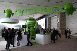 Attendees visit the Android booth during the Google I/O developers conference at the Moscone Center on May 15, 2013 in San Francisco, California.