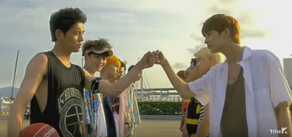 South Korean boy band UP10TION in the music video of their song 'Tonight'.