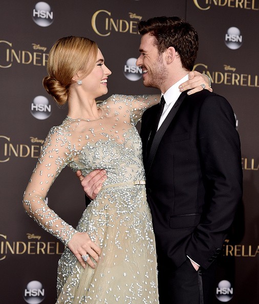 Actors Lily James and Richard Madden arrived at the premiere of Disney's "Cinderella" at the El Capitan Theatre on March 1, 2015 in Los Angeles, California.