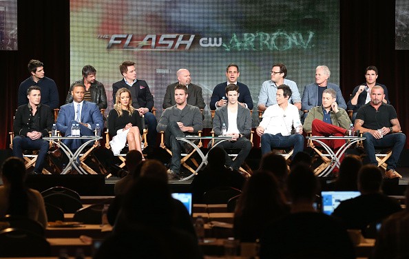 Actor Colton Haynes with the cast and crew spoke onstage during the "Arrow" and "The Flash" panel.