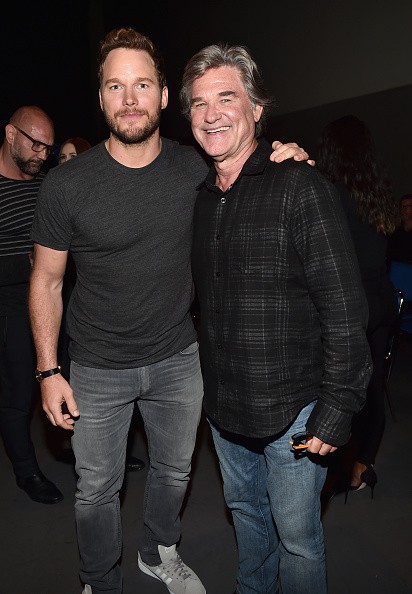 Actors Chris Pratt and Kurt Russell from Marvel Studios "Guardians of the Galaxy Vol. 2" attended the San Diego Comic-Con International 2016 Marvel Panel in Hall H on July 23 in San Diego, California.