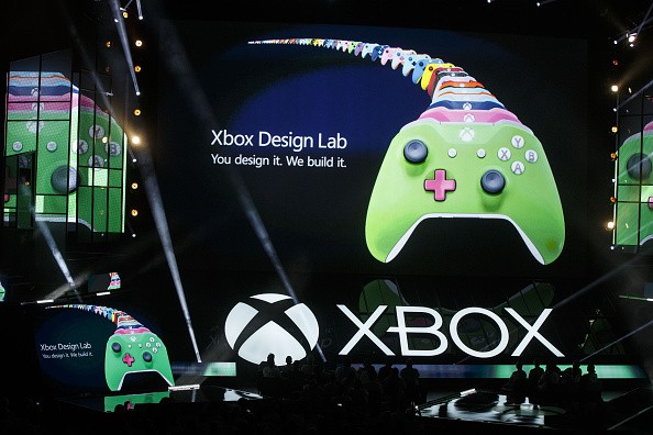Xbox Design Lab custom controllers are introduced during the Microsoft Corp. Xbox E3 Briefing ahead of the E3 Electronic Entertainment Expo in Los Angeles, California, U.S., on Monday, June 13, 2016.