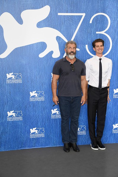 Director Mel Gibson and actor Andrew Garfield attended a photocall for "Hacksaw Ridge" during the 73rd Venice Film Festival at Palazzo del Casino on Sept. 4 in Venice, Italy.