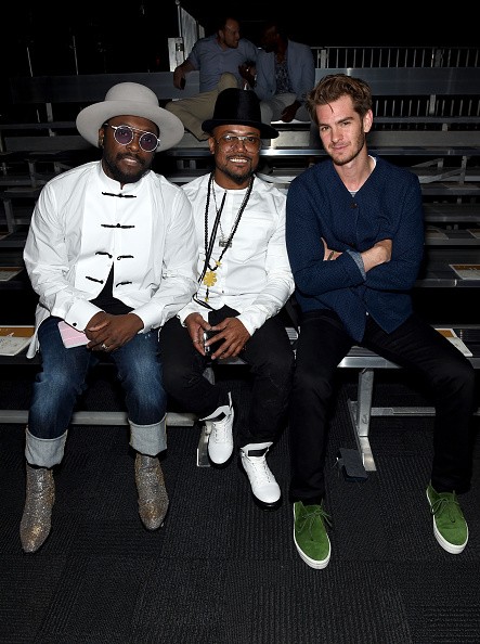 Rappers will.i.am and apl.de.ap of Black Eyed Peas and actor Andrew Garfield attended the Opening Ceremony fashion show Front Row.