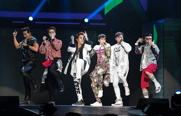 2PM takes the stage during the K-Pop "Go Crazy" World Tour in New Jersey.