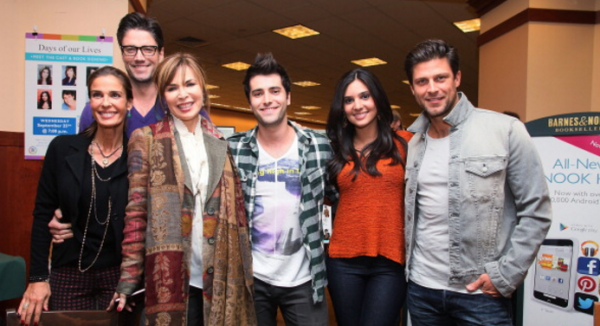  (L-R) Kristian Alfonso, James Scott, Lauren Koslow, Freddie Smith and Camila Banus, cast members of Days of Our Lives pose for a picture.