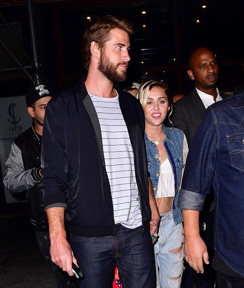 Liam Hemsworth and Miley Cyrus leave Catch on September 15, 2016 in New York City.