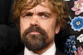 Actor Peter Dinklage, winner of Best Drama Series for “Game of Thrones,” posed in the press room during the 68th Annual Primetime Emmy Awards at Microsoft Theater on Sept. 18 in Los Angeles, California.