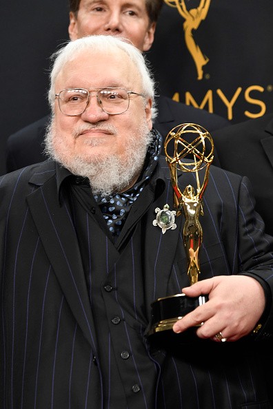 Author George R. R. Martin, winner of Best Drama Series for “Game of Thrones,” posed in the press room during the 68th Annual Primetime Emmy Awards at Microsoft Theater on Sept. 18 in Los Angeles, California.