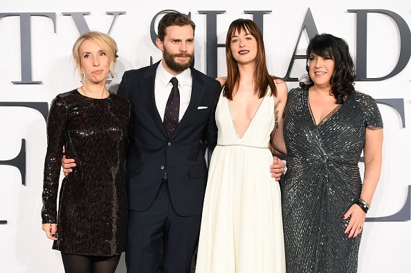 Director Sam Taylor-Johnson, actors Jamie Dornan, Dakota Johnson, and author E.L. James attended the UK Premiere of “Fifty Shades Of Grey” at Odeon Leicester Square on Feb. 12, 2015 in London, England.