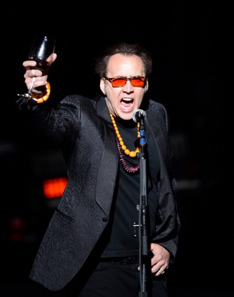 Actor Nicolas Cage introduced Guns N' Roses at The Joint inside the Hard Rock Hotel & Casino during the opening night of “Guns N' Roses - An Evening of Destruction. No Trickery!” on May 21, 2014 in Las Vegas, Nevada. 