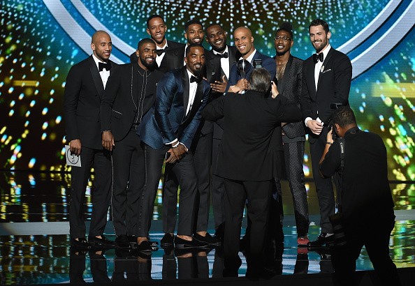 Team members of the Cleveland Cavaliers accepted the award for Best Team onstage during the 2016 ESPYS at Microsoft Theater on July 13 in Los Angeles, California. 