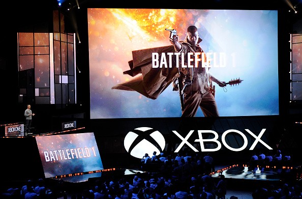 Patrick Soderlund, Executive Vice President EA Studios, introduces the video game |Battlefield 1' during Microsoft Corp. Xbox at the Galen Center on June 13, 2016 in Los Angeles, California.