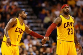 Cleveland Cavaliers players Kyrie Irving (L) and LeBron James taking the lead in this season's games