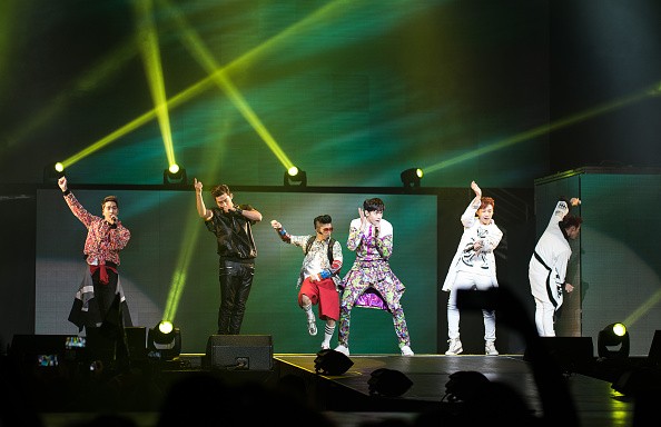 2PM perform at the K-Pop "Go Crazy" World Tour in New Jersey.