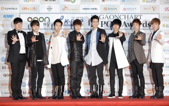 Super Junior members attend the 1st Gaon Chart K-POP Awards in Seoul, South Korea.