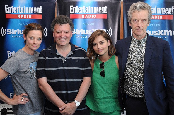 Actress Michelle Gomez, executive producer Steven Moffat, and actors Jenna Coleman and Peter Capaldi attended SiriusXM's Entertainment Weekly Radio Channel Broadcasts at Hard Rock Hotel San Diego on July 11, 2015 in San Diego, California.