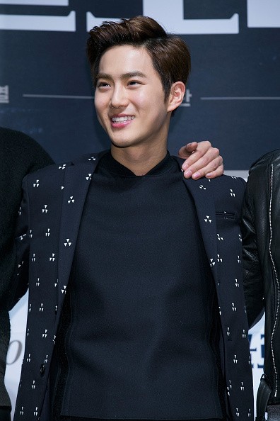 Suho of South Korean boy band EXO-K attends the press conference for 'One Way Trip' at CGV on February 24, 2016 in Seoul, South Korea.