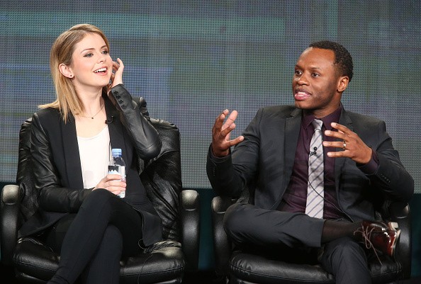 Actors Rose McIver (L) and Malcolm Goodwin speak onstage during the 'iZombie' panel as part of The CW 2015 Winter Television Critics Association press tour at the Langham Huntington Hotel & Spa on January 11, 2015 in Pasadena, California. 