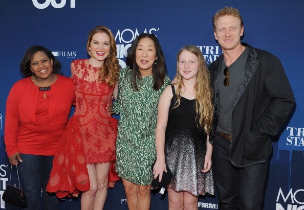 Sandra Oh with the cast arrived at the premiere of TriStar Picture's "Mom's Night Out" at TCL Chinese Theatre IMAX on April 29, 2014 in Hollywood, California.