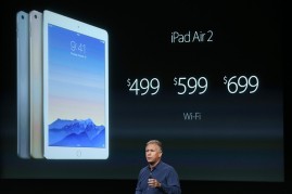 The image shows the launching of the iPad Air 2. 