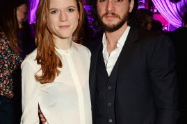 Rose Leslie (L) and Kit Harington attend the Gala Night performance of 'Doctor Faustus' at The Cuckoo Club on April 25, 2016 in London, England. 