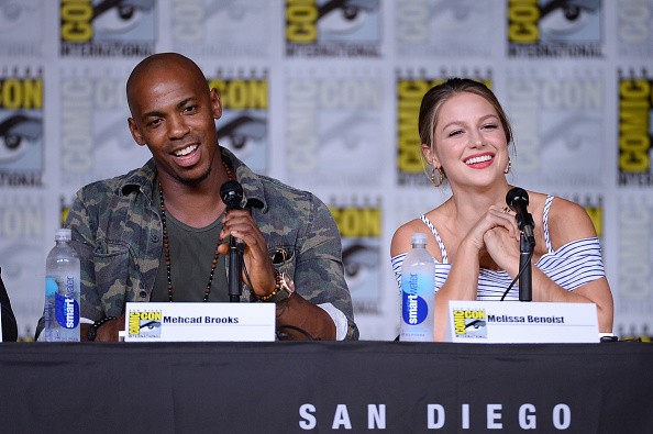 Actors Mehcad Brooks (L) and Melissa Benoist attend the 'Supergirl' Special Video Presentation and Q&A during Comic-Con International 2016 at San Diego Convention Center.