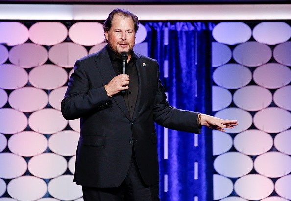 Marc Benioff, CEO of Salesforce, speaks at the GLAAD Gala at Metreon on September 8, 2016 in San Francisco, California. 