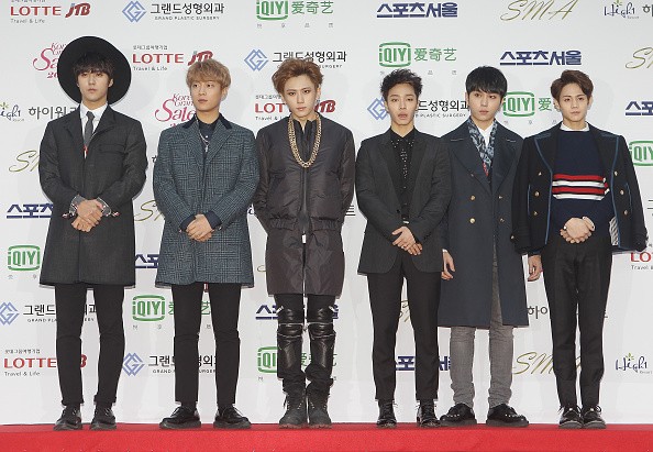 BEAST arrive for the 24th Seoul Music Awards at the Olympic Park on January 22, 2015 in Seoul, South Korea.