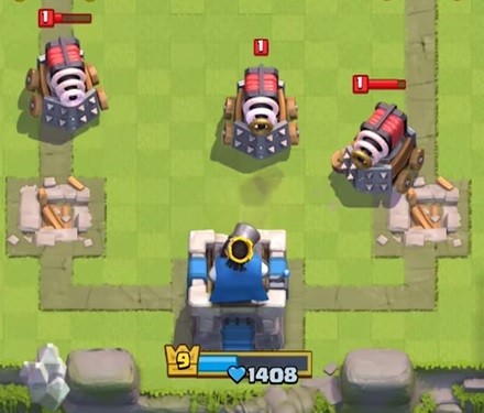 Screenshot of three Sparkies attacking a tower