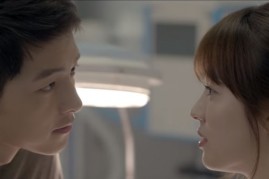 South Korean actors Song Joong Ki and Song Hye Kyo in an intimate scene in the hit drama 'Descendants of the Sun'