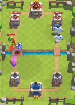 Two Ice Golems attack the right tower